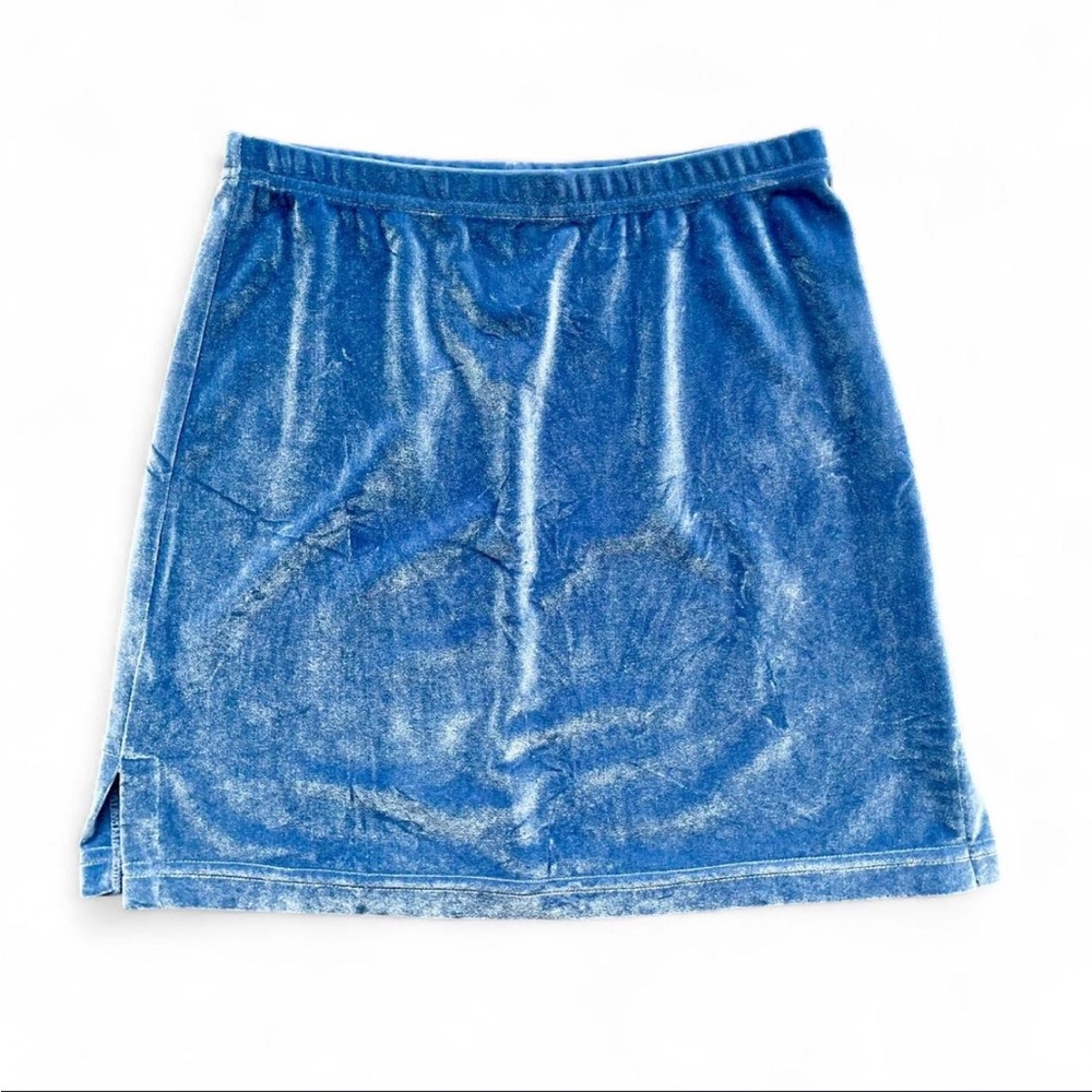 Vintage y2k No boundaries blue velvet mini skirt stretch waist retro boho y2k